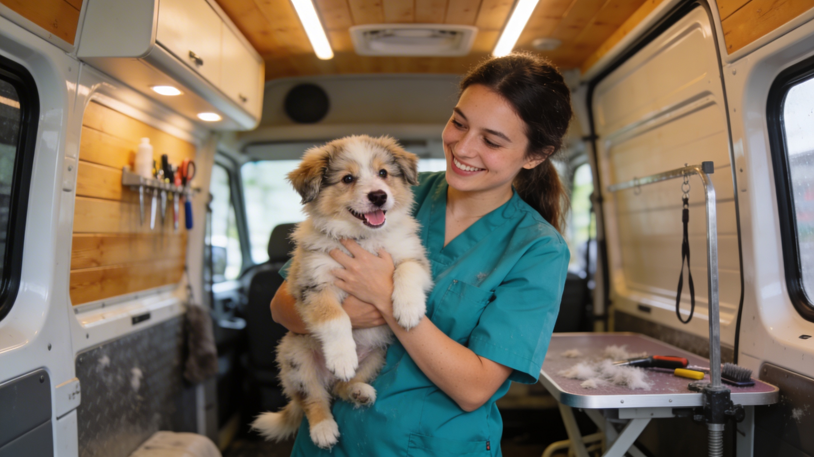 Puppy's first grooming experience
