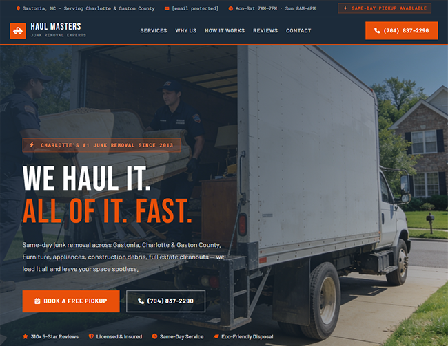 Junk Removal website sample