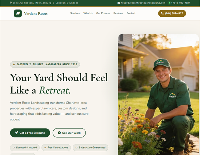 Landscaping website sample