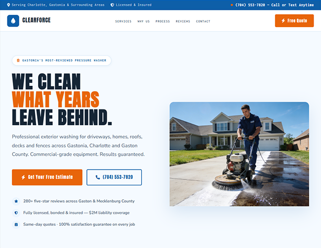 Pressure Washing website sample