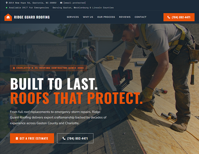 Roofing website sample